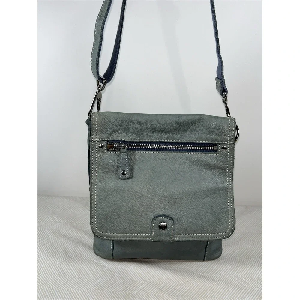 Fossil Leather Front‎ Pocket Back Wallet Crossbody Bag Soft Satchel Roomy Preppy
